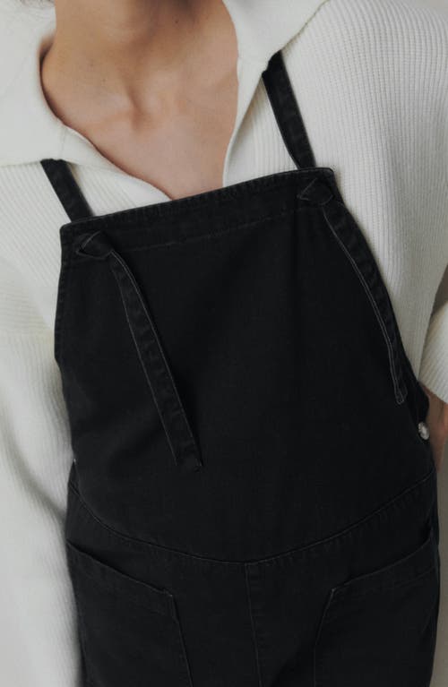 Mango Denim Maternity Overalls In Black Denim