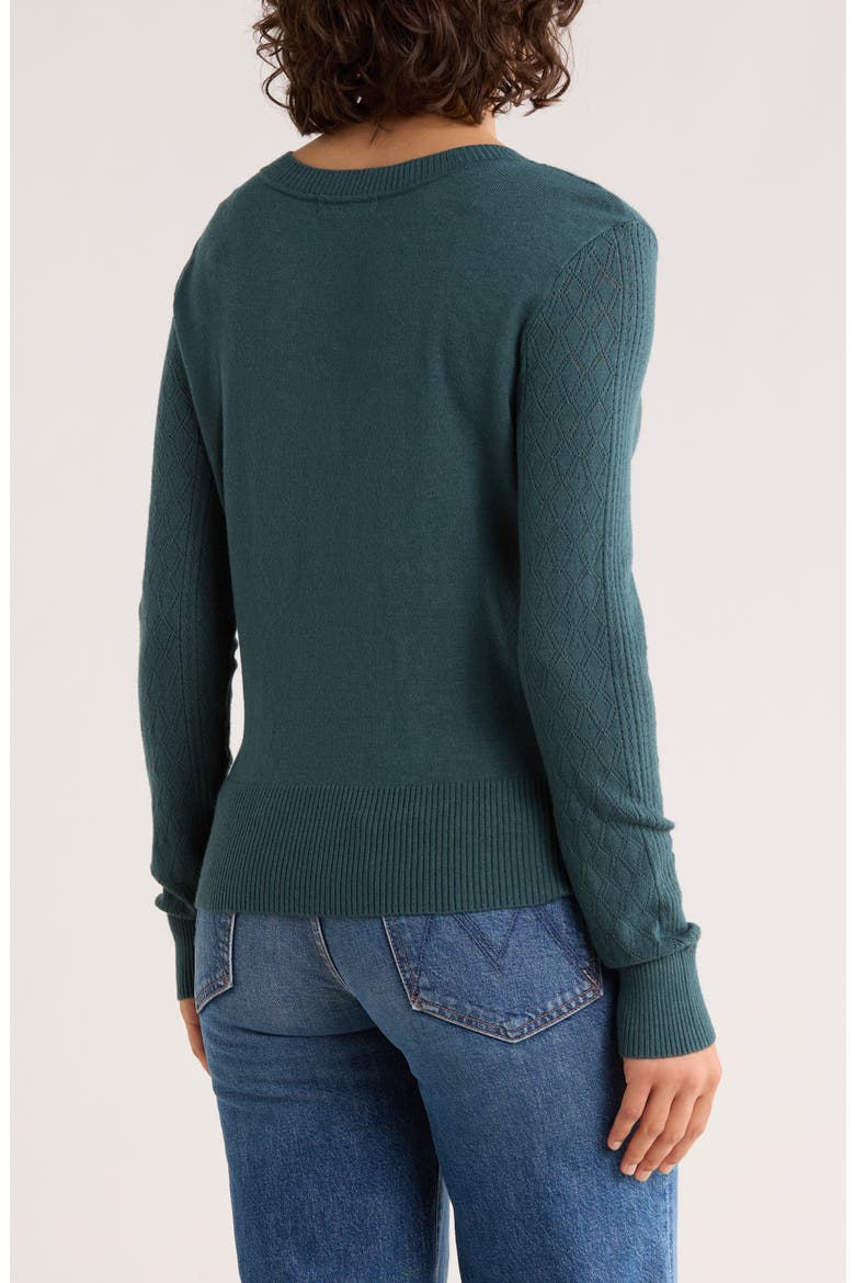 Pointelle Stitch Vintage Sweater, Alternate, color, DARK TEAL
