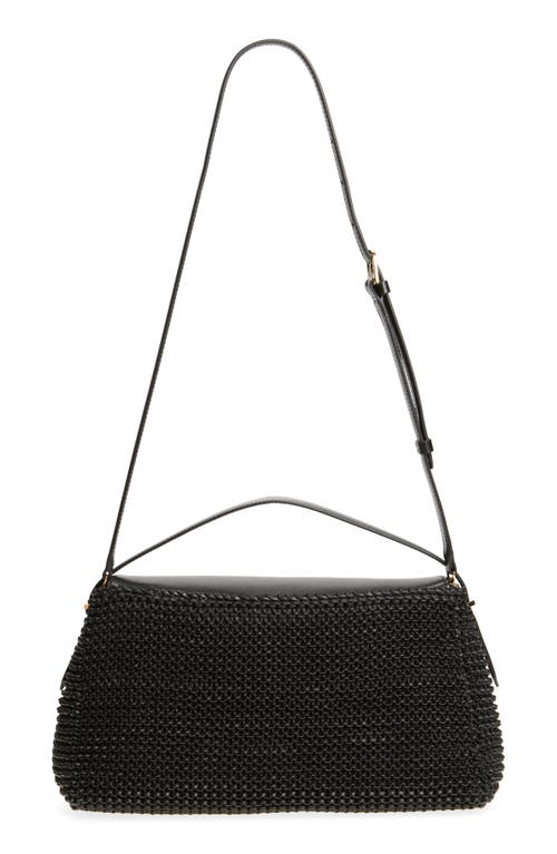 Totême Toteme T-lock Woven Leather Top Handle Bag In Black
