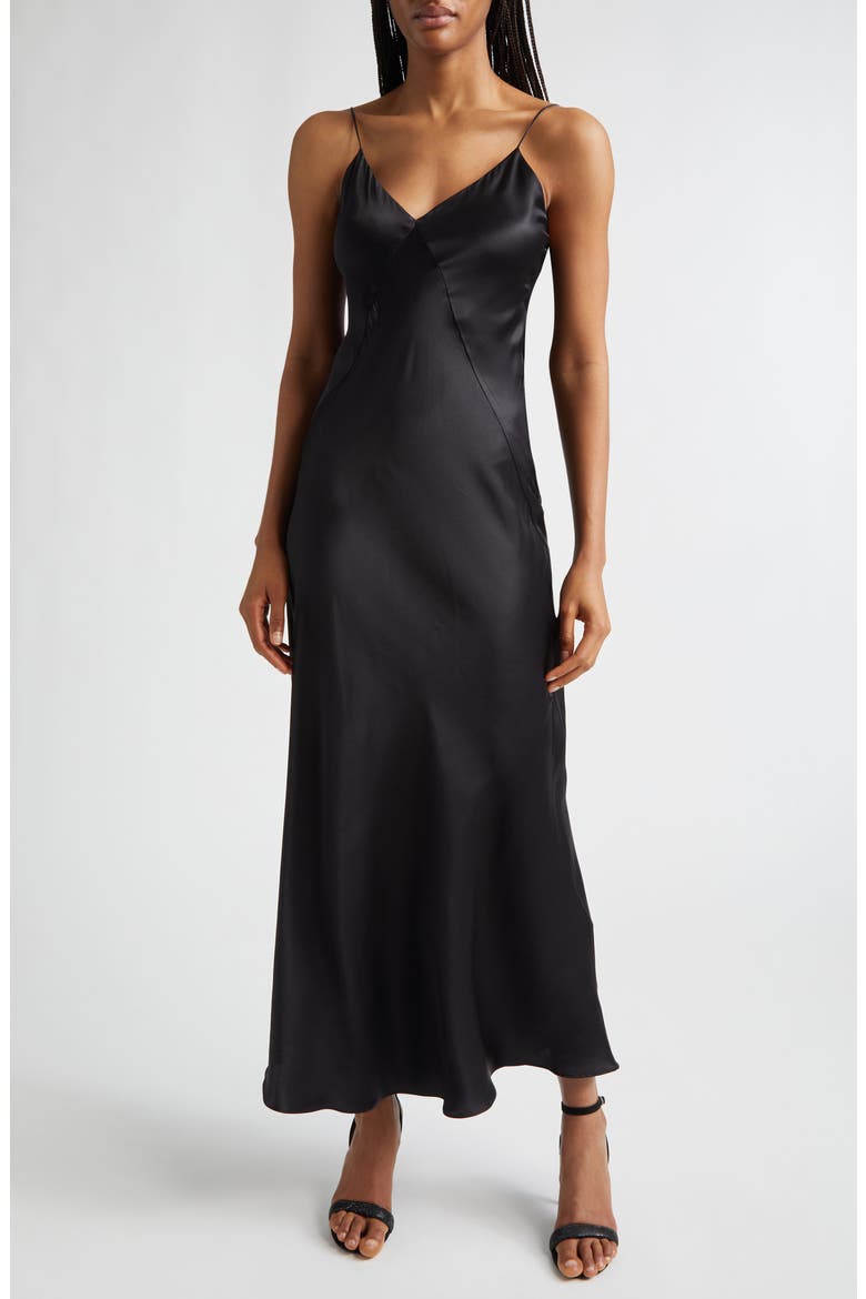 Silk Satin Slipdress, Alternate, color, 22 BLACK