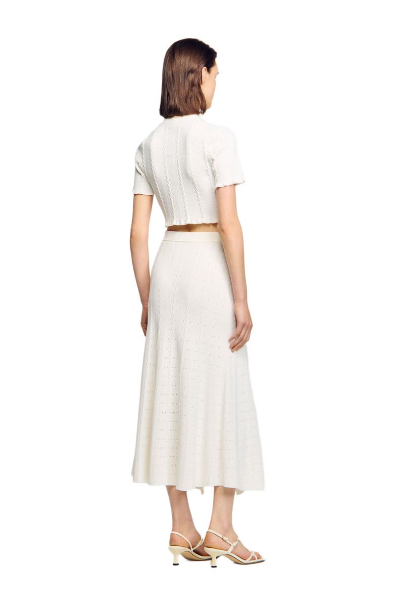 SANDRO Pointelle knit midi skirt, Alternate, color,