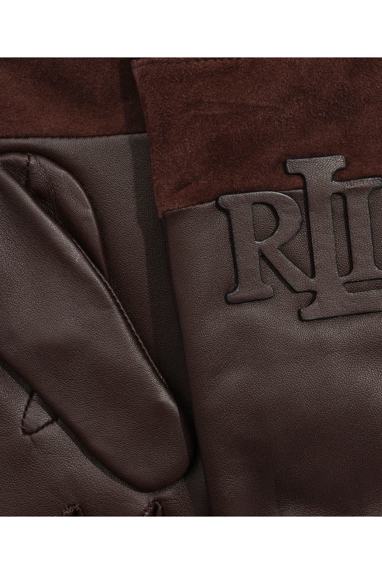 raised logo leather touch glove, Alternate, color, country brown