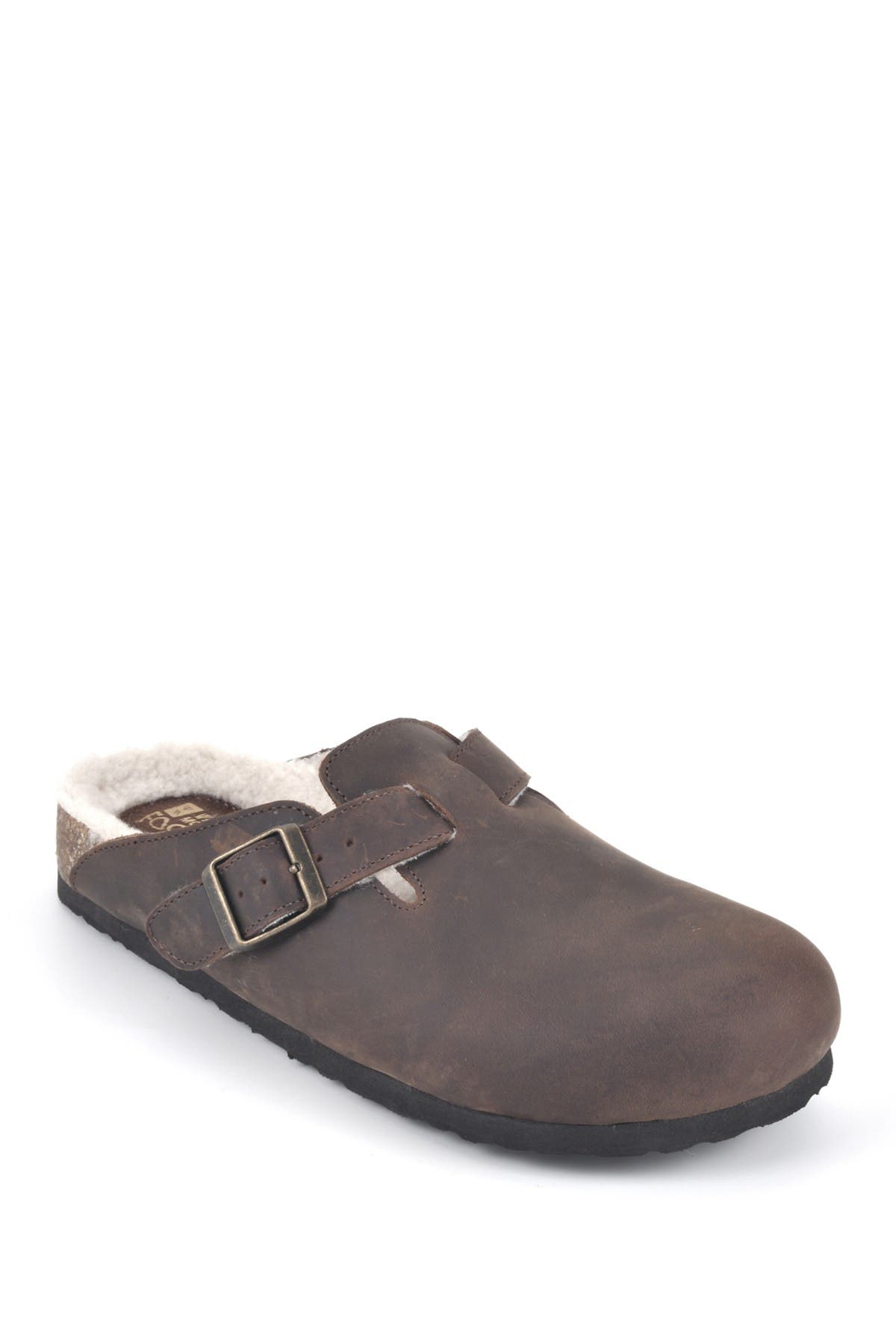 Bari Faux Shearling Footbed Suede Mule, Alternate, color, BROWN/LEATHER W/FUR