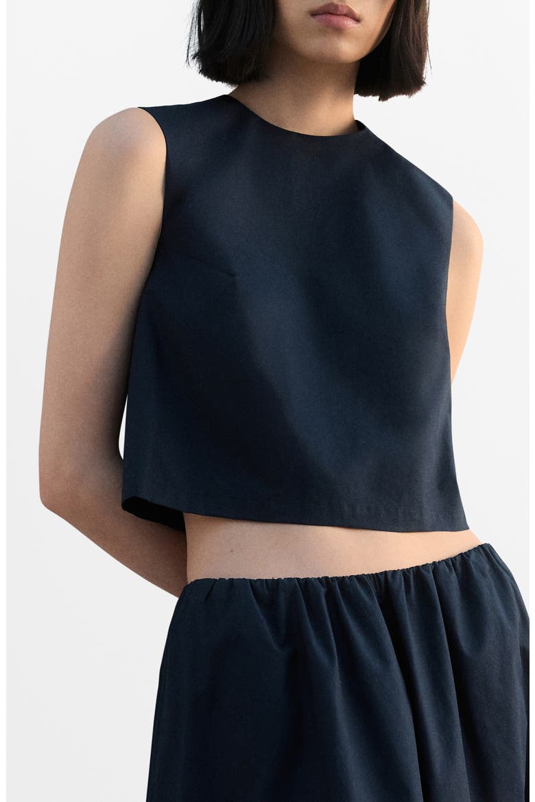 Back Button Crop Top, Main, color, NAVY