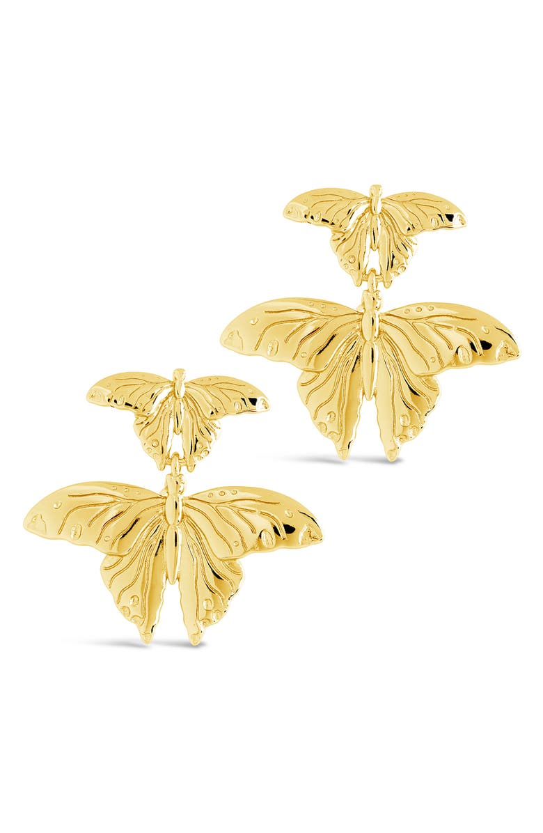 Sterling Forever Rowena Butterfly Stud Earrings, Alternate, color, Gold