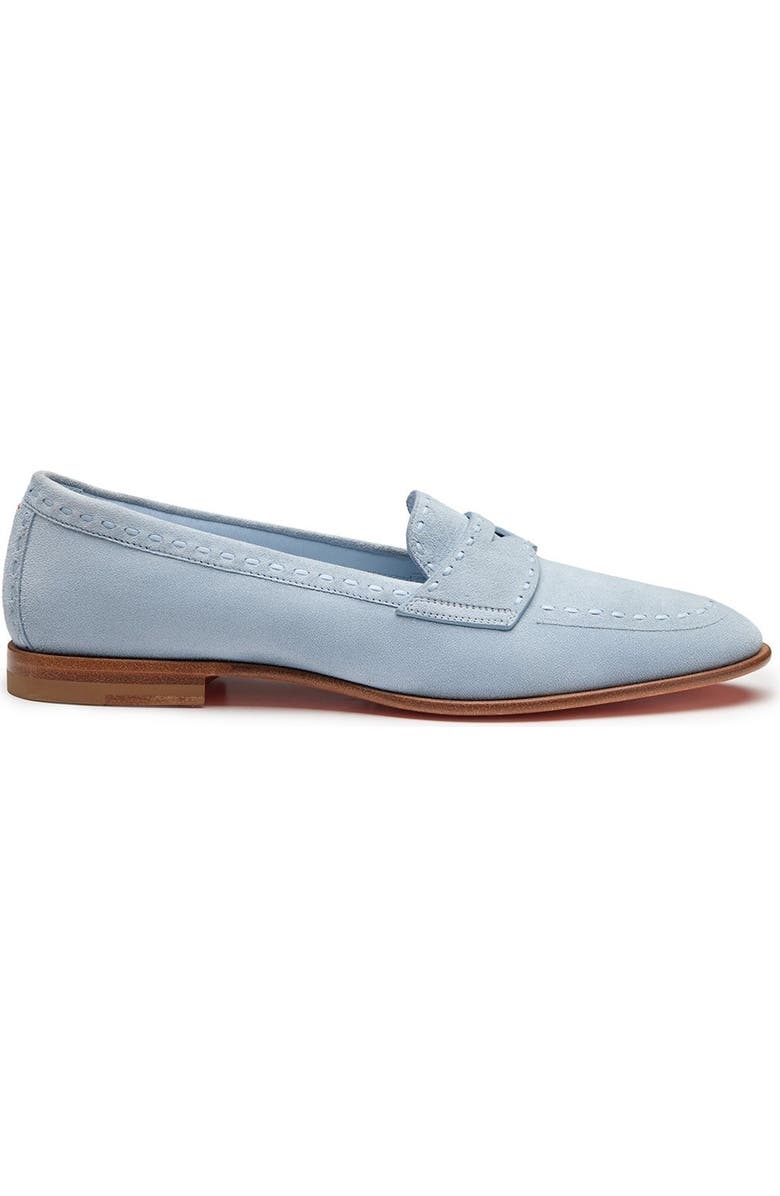 Santoni Women's Suede Penny Loafer, Alternate, color, Blue