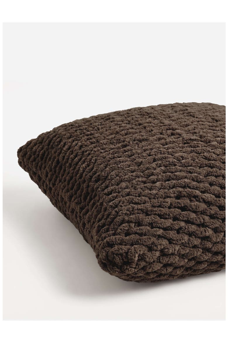 Snug Loose Knit Throw Pillow, Alternate, color, CHOCOLATE MARTINI