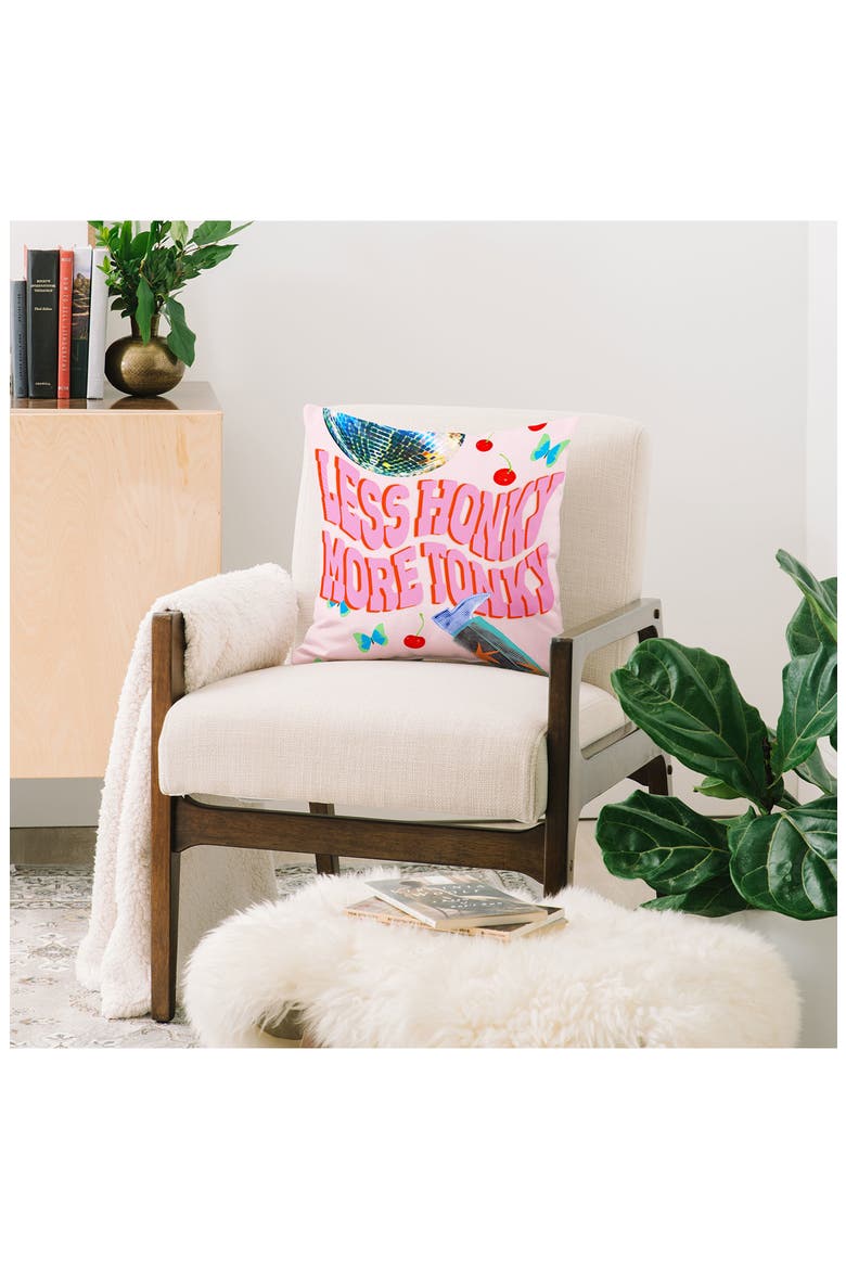 Less Honky More Tonky Throw Pillow, Alternate, color, PINK