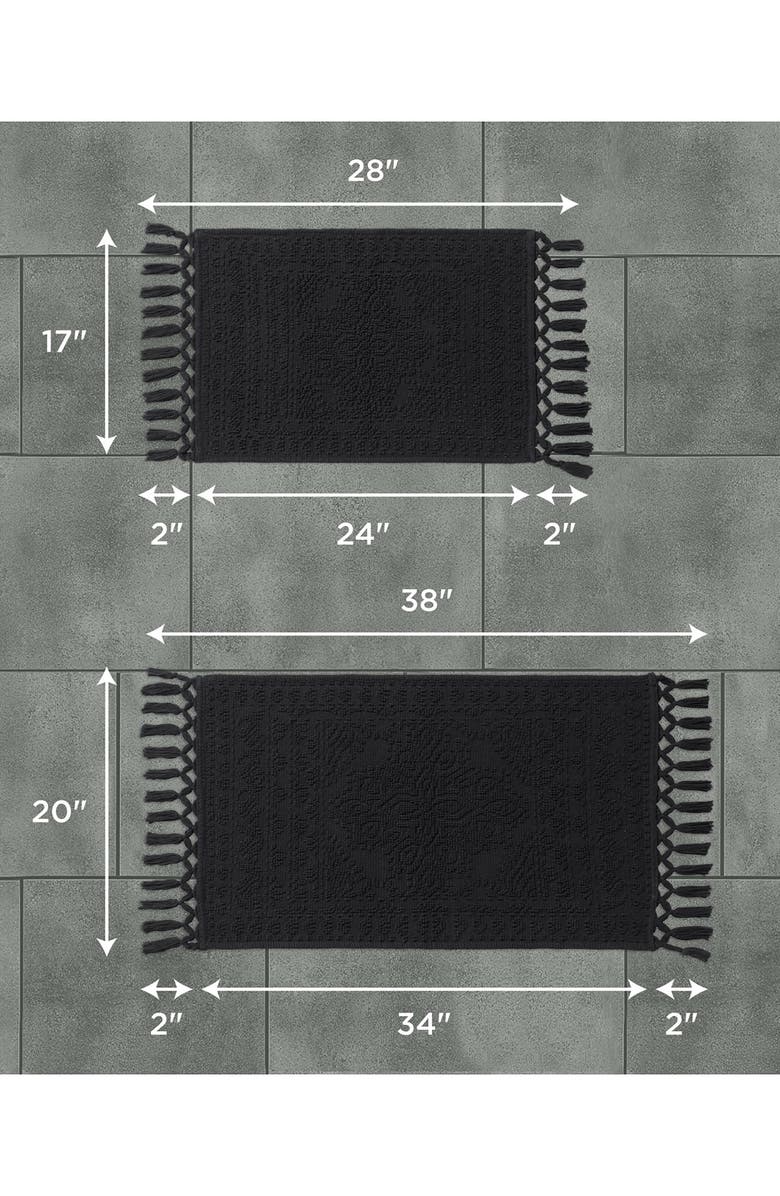 French Connection Nellore Fringe 2-Piece Bath Rug, Alternate, color, Black