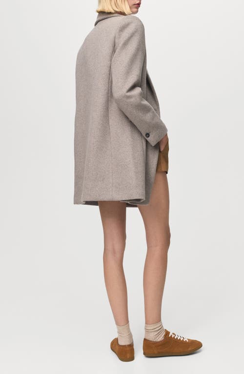 Mango Double-breasted Wool Coat In Brown