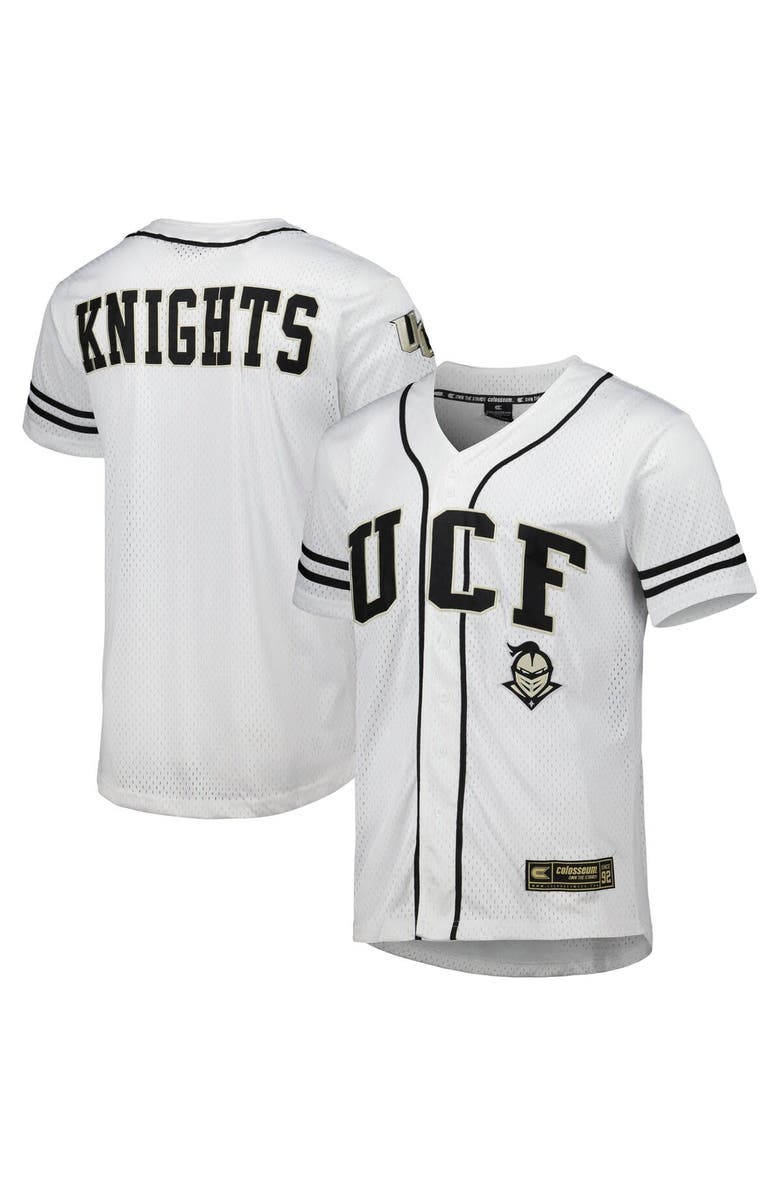 COLOSSEUM Men's Colosseum White UCF Knights Free Spirited Mesh Button-Up Baseball Jersey, Main, color, 