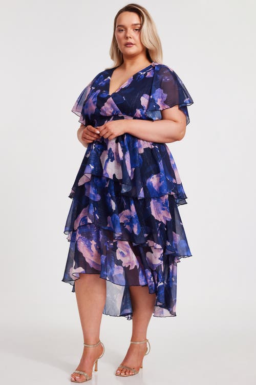 QUIZ QUIZ PLUS SIZE FRONT WRAP MIDI DIP HEM DRESS 