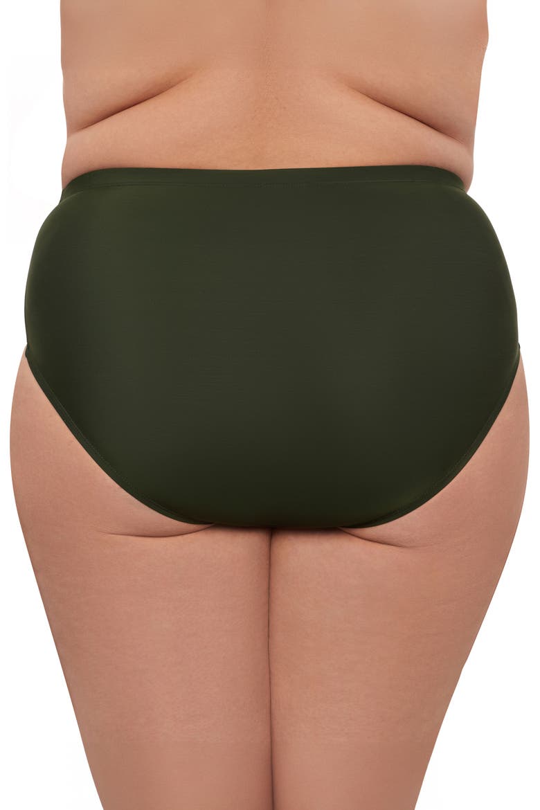 Plus Size Mid Rise Tummy Control Swim Brief, Alternate, color, Malachite