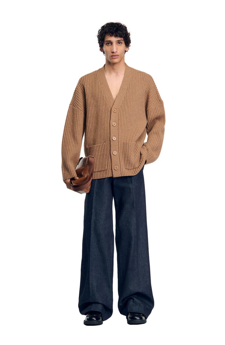 SANDRO Oversized rib knit cardigan, Alternate, color, 