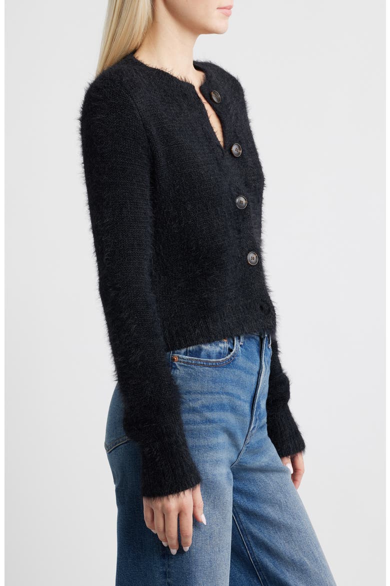 Fuzzy Cardigan, Alternate, color, BLACK