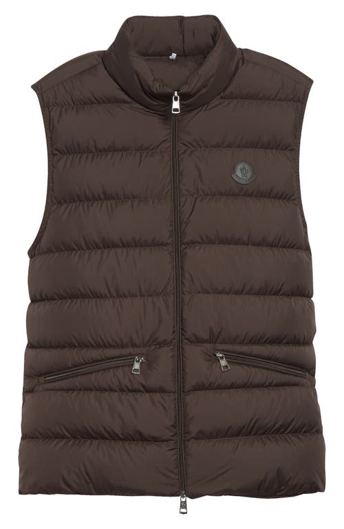 Moncler Chocolate Polyester Treompan Sleeveless Down Jacket In Brown