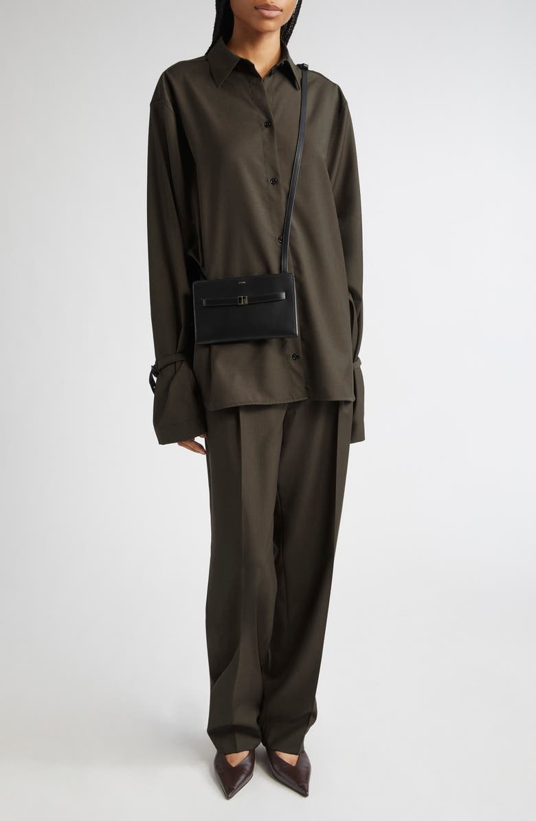 TOTEME Pleated Wool Trousers, Alternate, color, Pepper