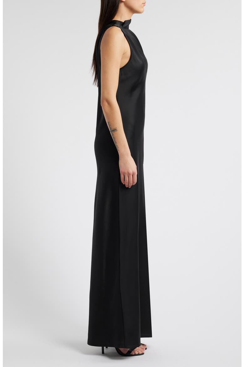 The Avery One-Shoulder Satin Gown, Alternate, color, BLACK