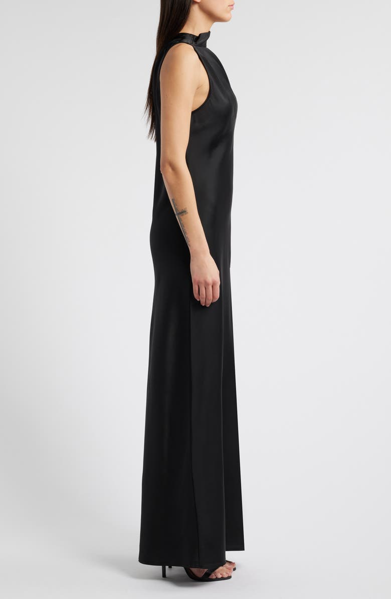 WAYF The Avery One-Shoulder Satin Gown, Alternate, color, Black