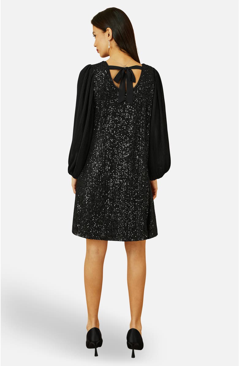 Yumi Velvet Sequin Tunic Dress, Alternate, color, Black