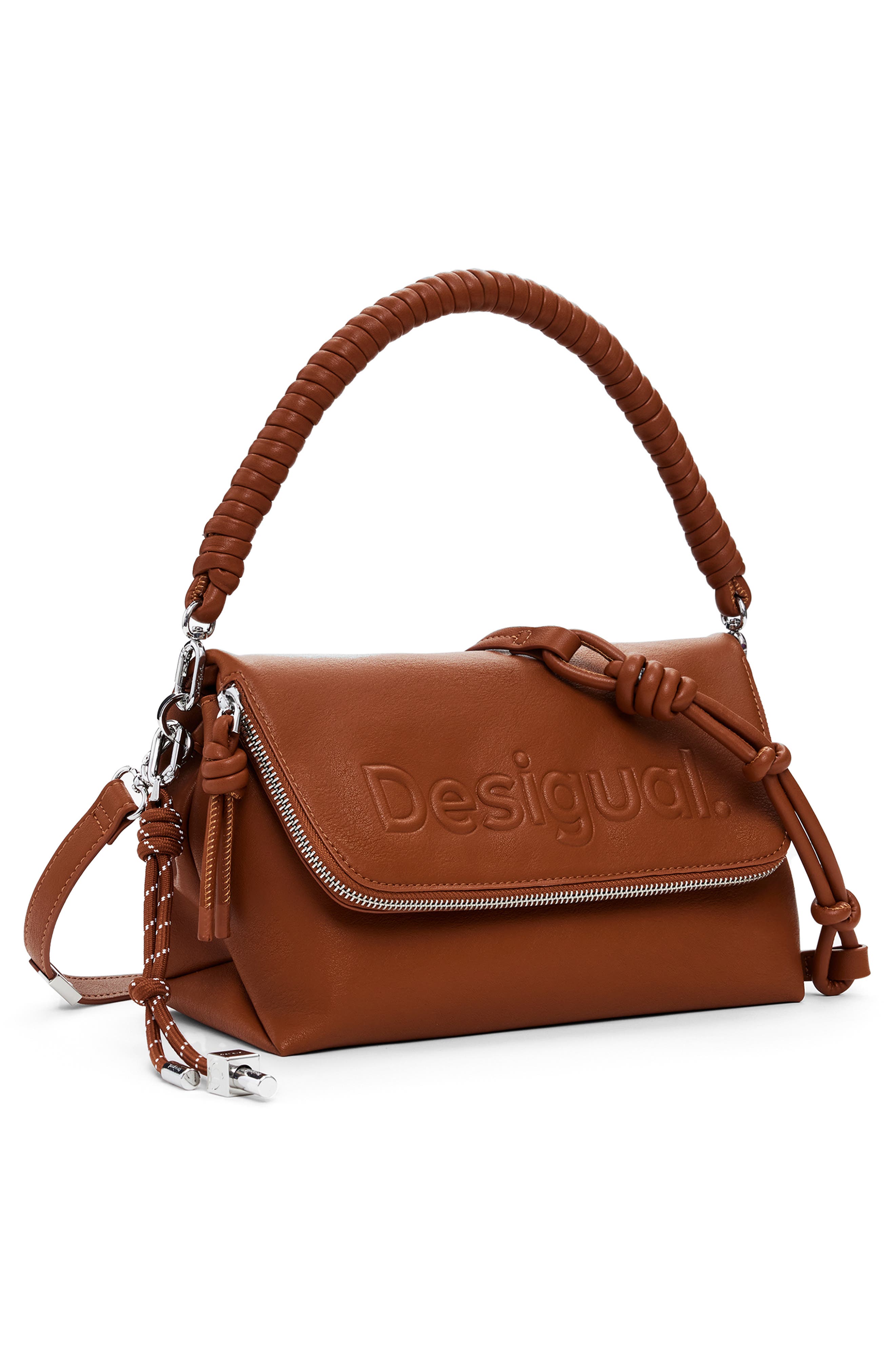 Desigual Faux Leather Shoulder Bag, Alternate, color, Camel