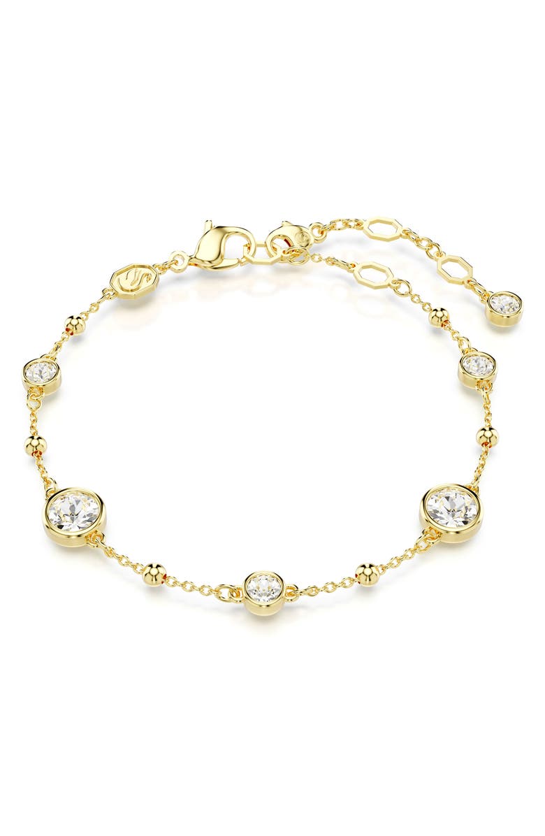Swarovski Imber Crystal Station Bracelet, Alternate, color, White/ Gold