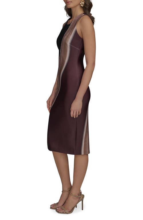 Donna Karan New York Placed Print Sleeveless Sheath Dress In Brown
