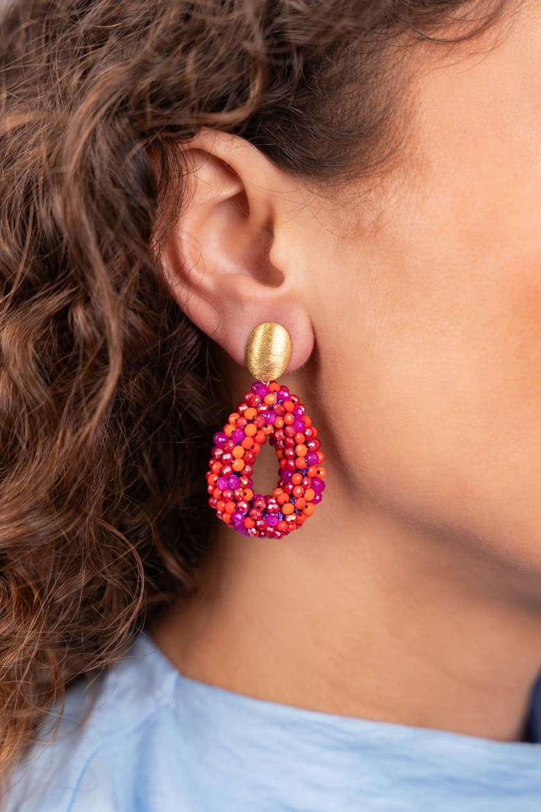 Glassberry Drop Small Earrings in Fuchsia Purple Mix, Alternate, color, Fuchsia, Purple