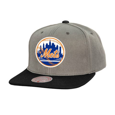 Men's Mitchell & Ness Gray New York Mets Cooperstown Collection Basic Flip Snapback Hat