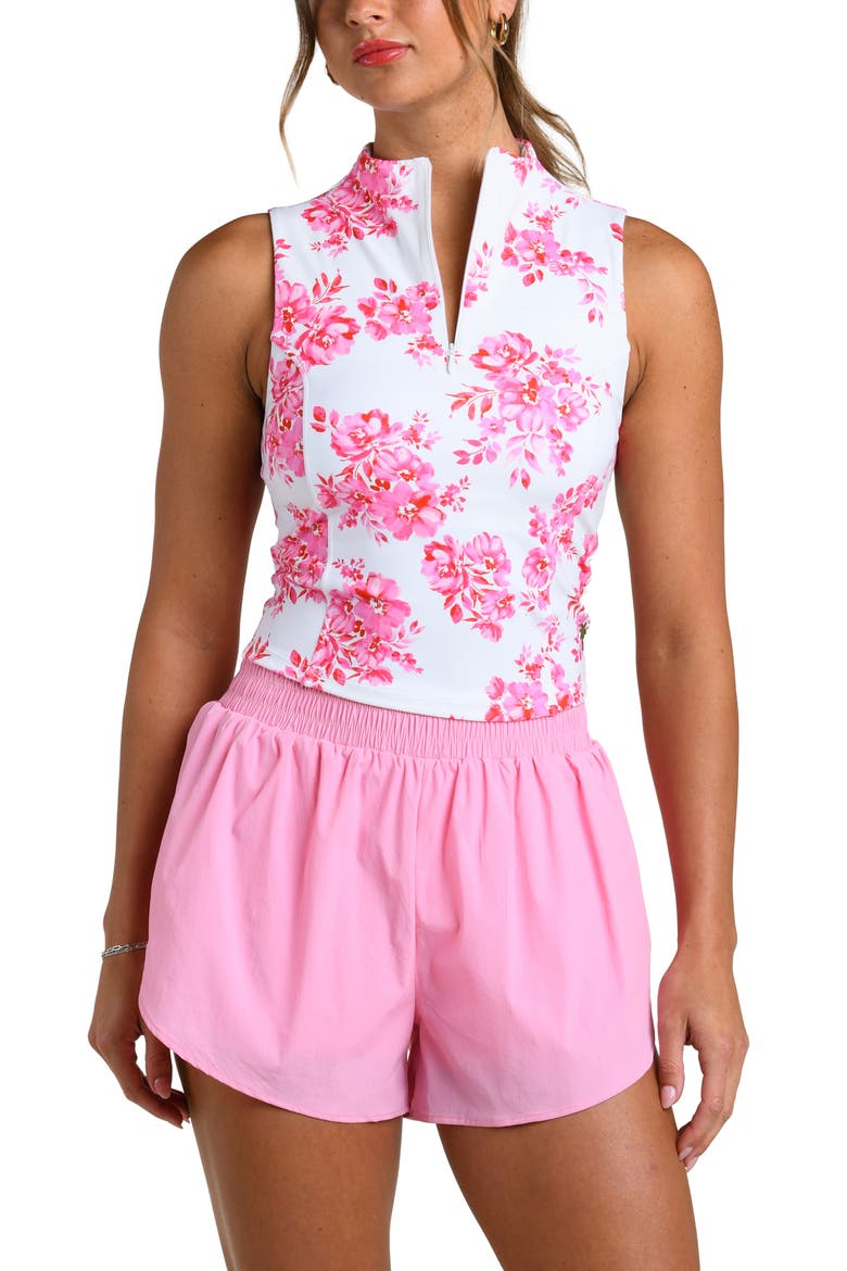 Rose Rally Sleeveless Half Zip Top, Alternate, color, WHITE