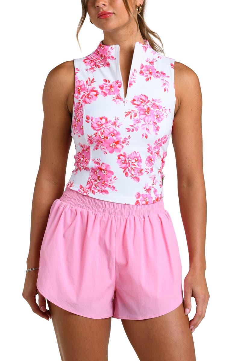 La Blanca Rose Rally Sleeveless Half Zip Top, Alternate, color, White