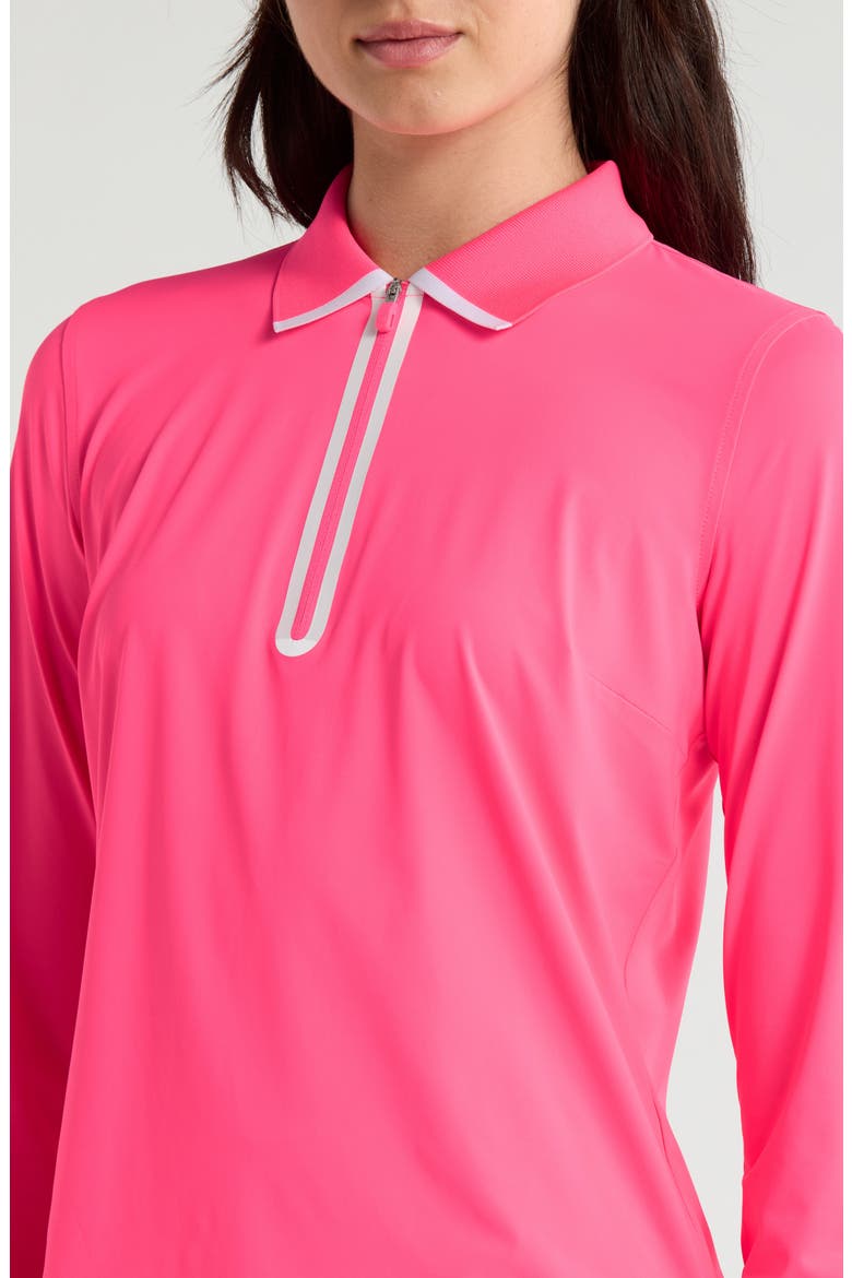 Stretch Jersey Quarter Zip Polo, Alternate, color, KNOCKOUT PINK