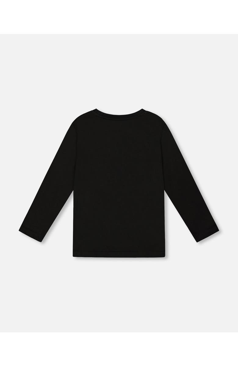 Deux par Deux Long Sleeve Cotton Jersey Tee Shirt, Alternate, color, Black