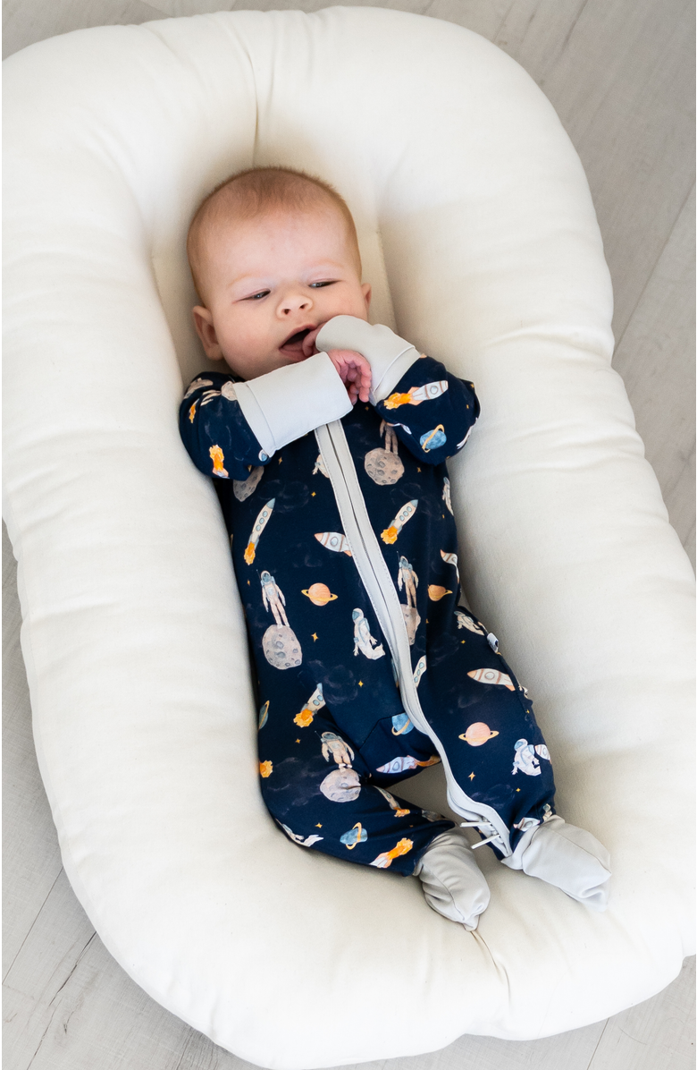 Laree + Co Samuel Convertible Footie, Alternate, color, Navy