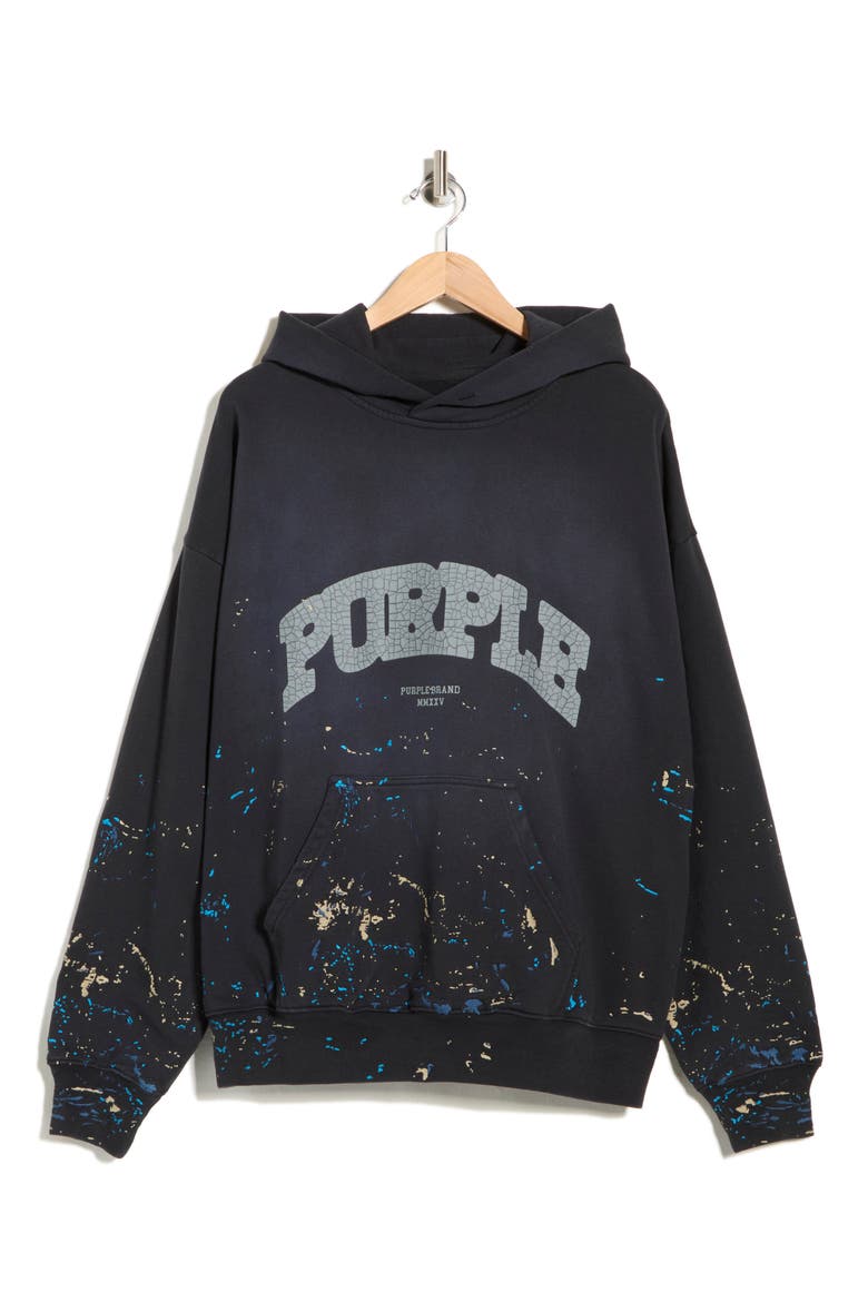 Logo Print Cotton Fleece Hoodie, Alternate, color, BLACK