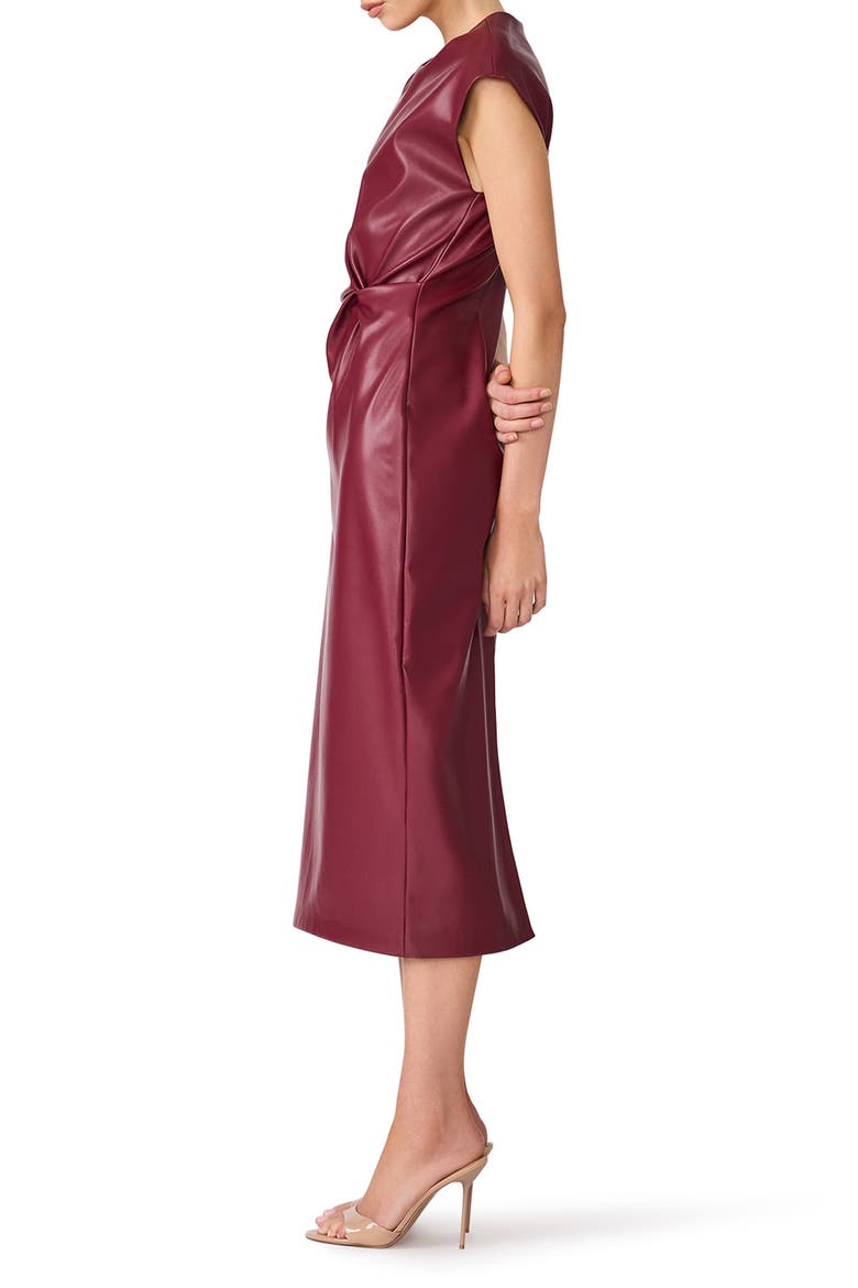 Chiara Faux Leather Midi Dress, Alternate, color, CORDOVAN