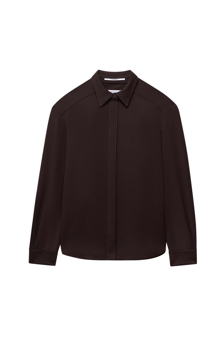 Fluid Jersey Blouse, Alternate, color, Dark Chocolate