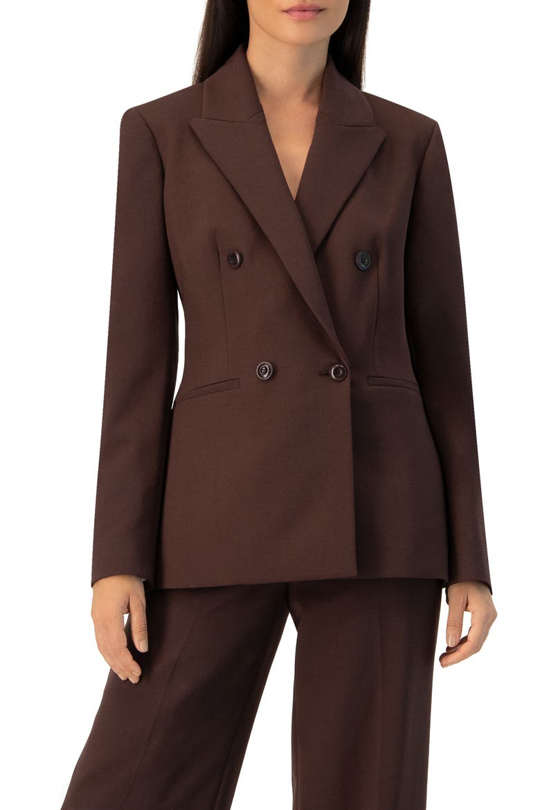 Tailored Double Breasted Blazer, Main, color, Brown