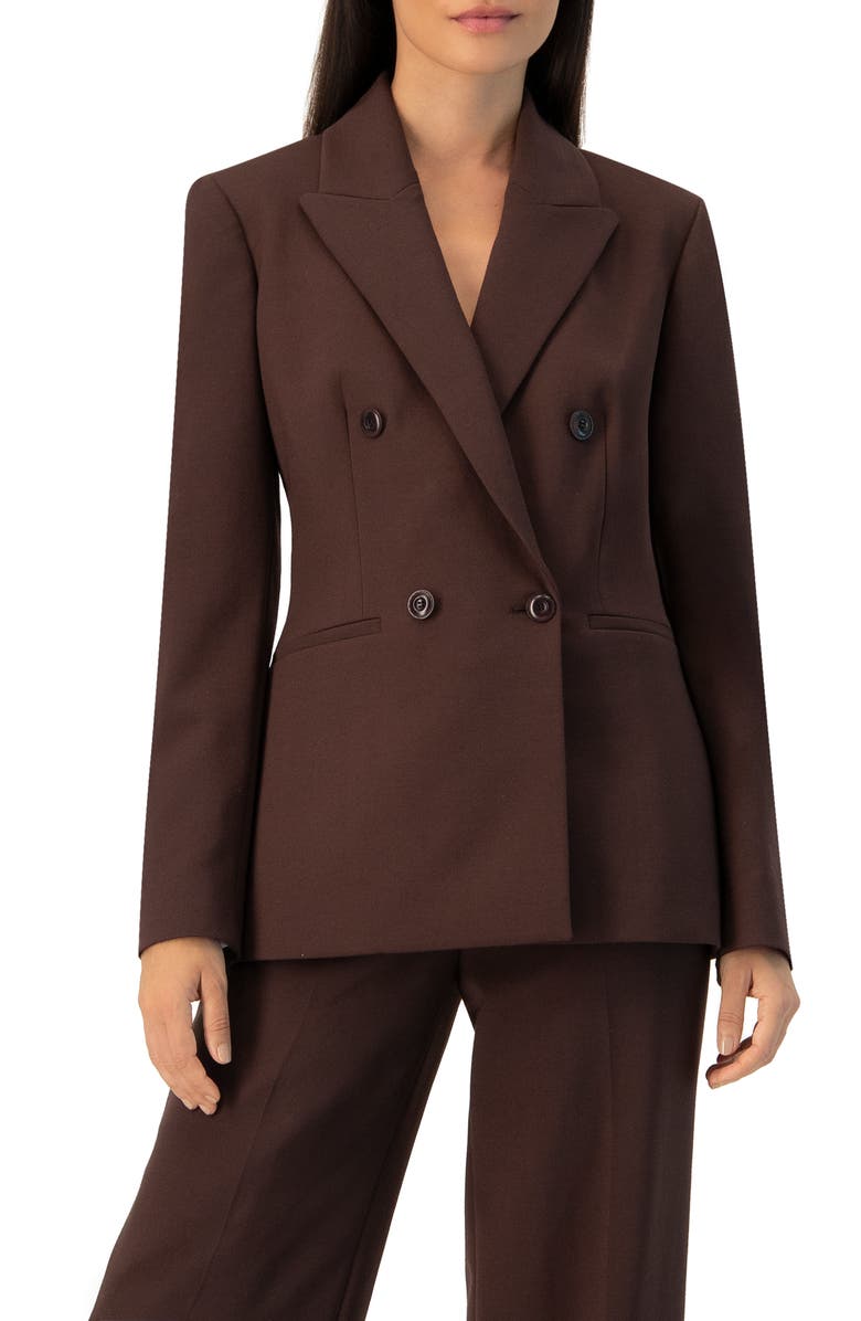 IVONNE Tailored Double Breasted Blazer, Main, color, Brown