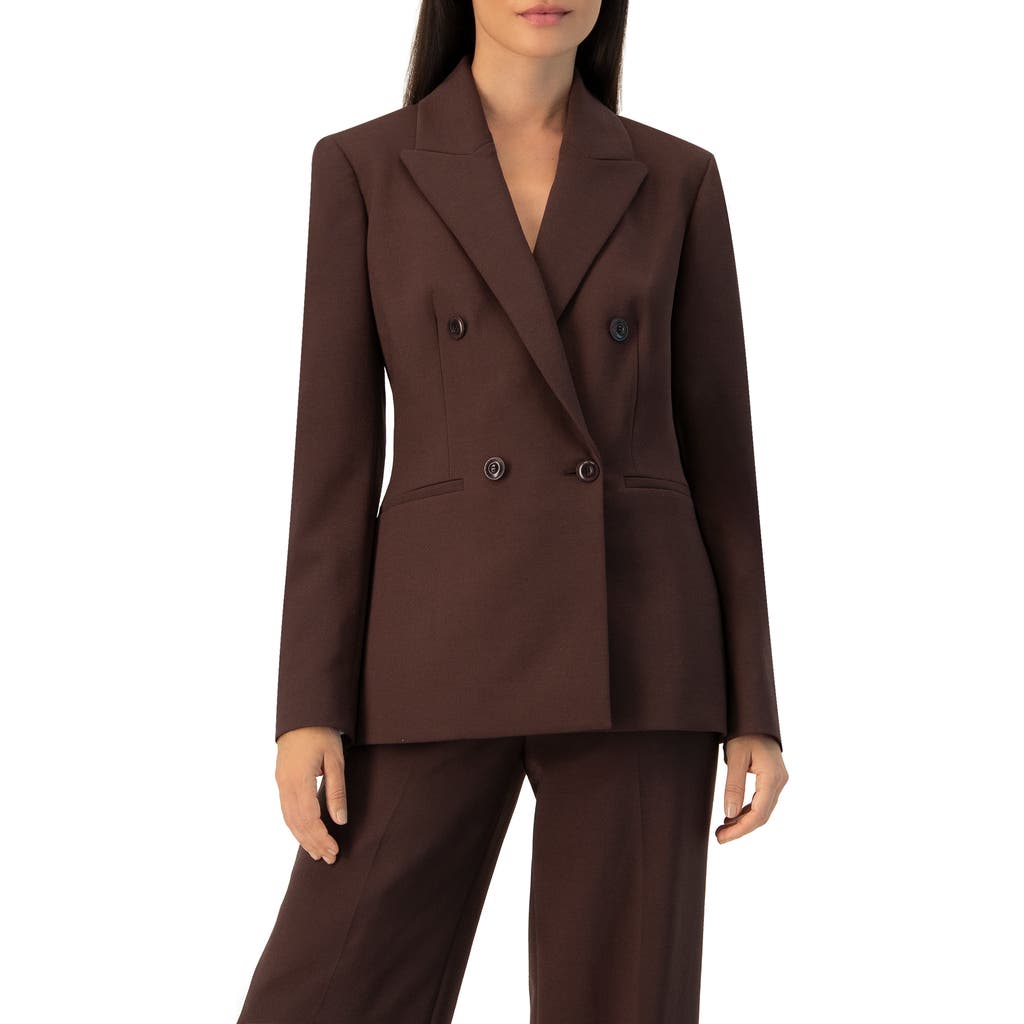 IVONNE Tailored Double Breasted Blazer in Brown at Nordstrom, Size 6