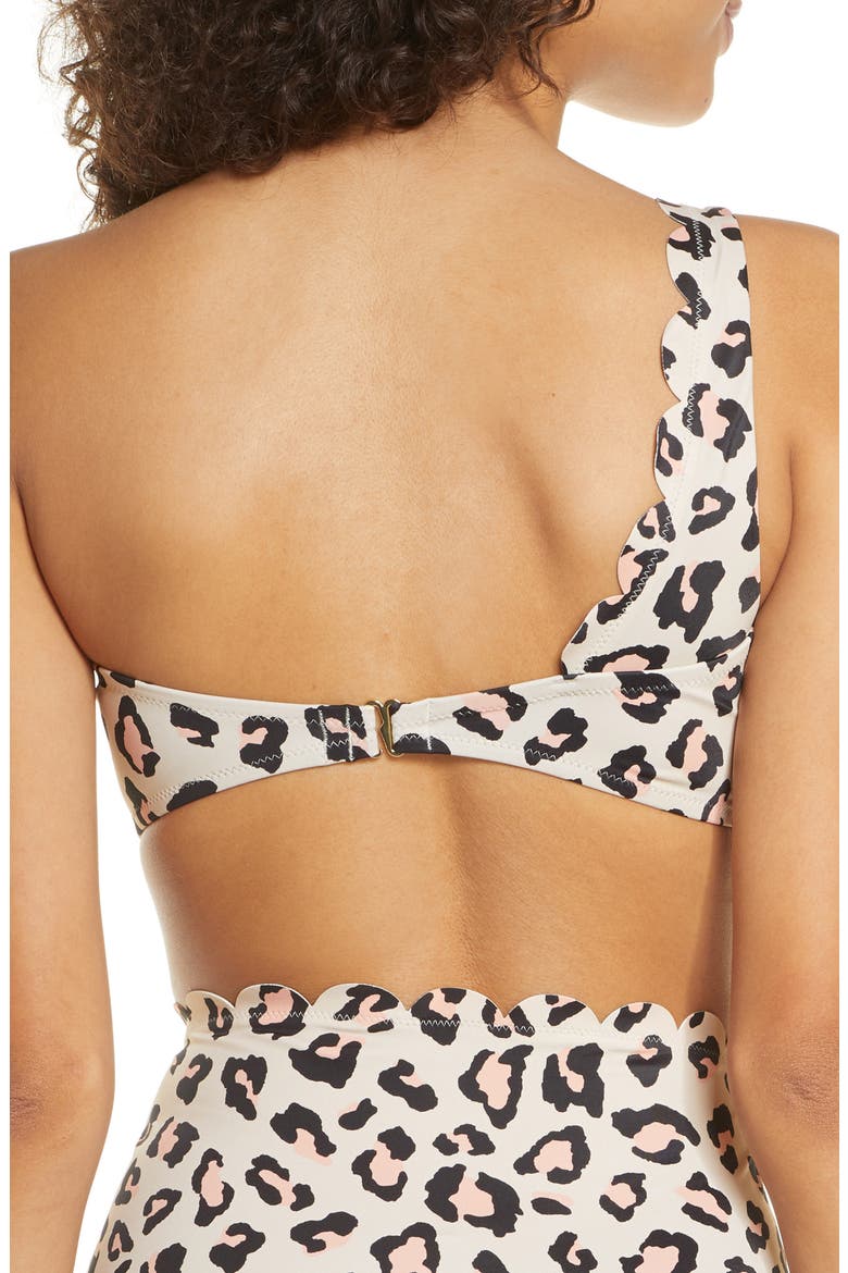 Scallop One-Shoulder Bikini Top, Alternate, color, BEIGE BEACH LEOPARD