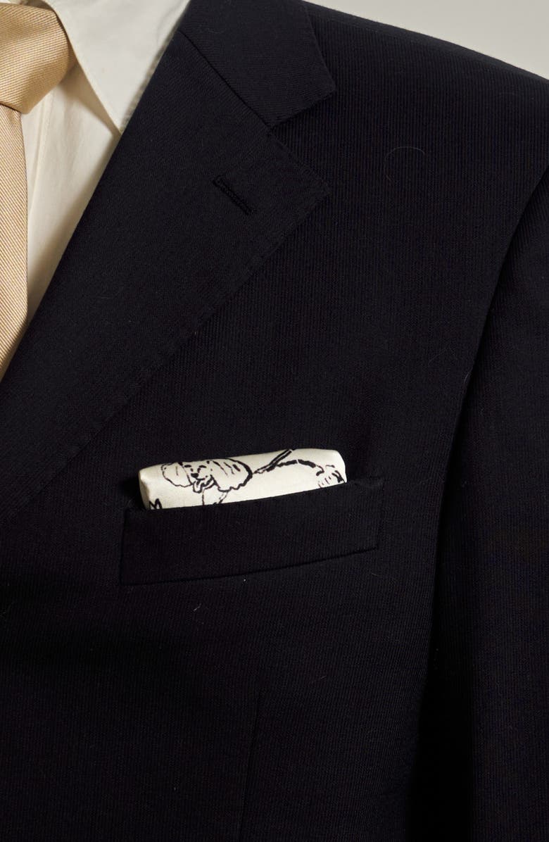 Lost Pattern NYC in Sketches Silk Pocket Square, Alternate, color, White