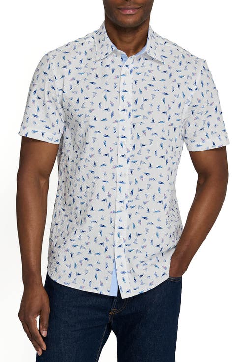 Slim Fit Set Sail Woven Short Sleeve Seersucker