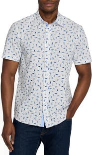 CONSTRUCT Slim Fit Set Sail Woven Short Sleeve Seersucker