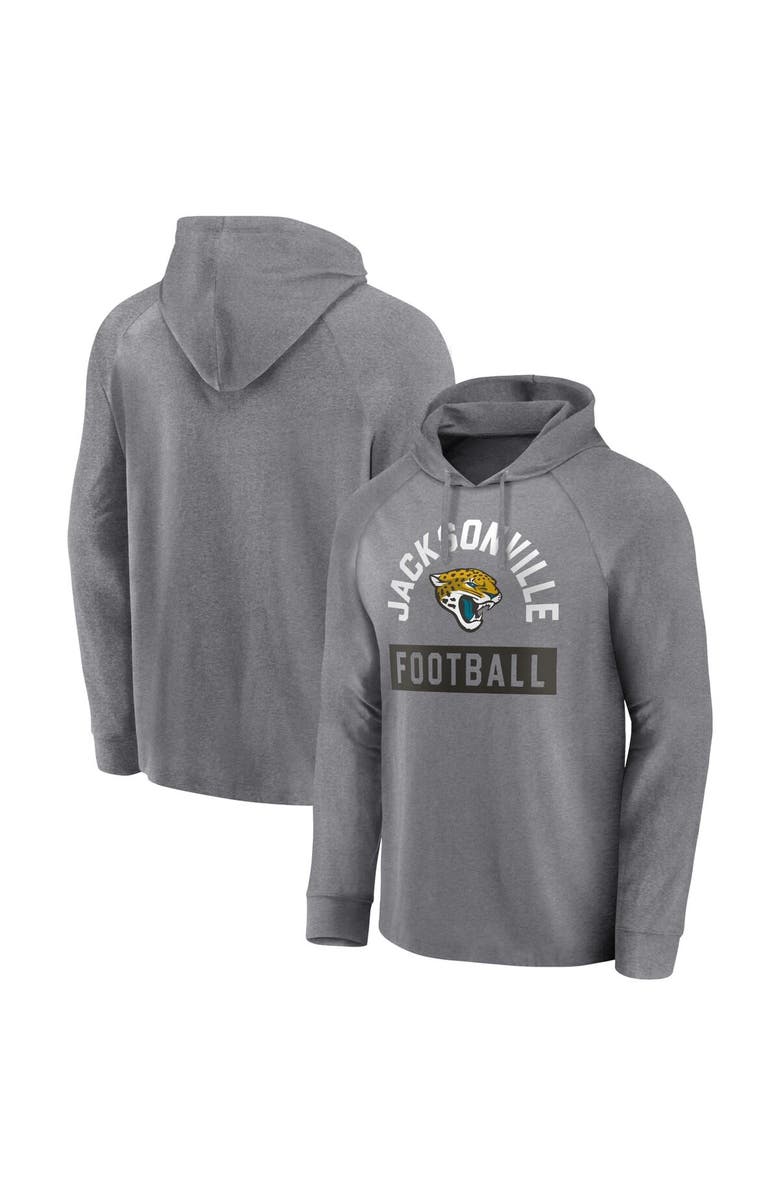 FANATICS Men's Fanatics Branded Heathered Gray Jacksonville Jaguars No Time Off Raglan Pullover Hoodie, Alternate, color,