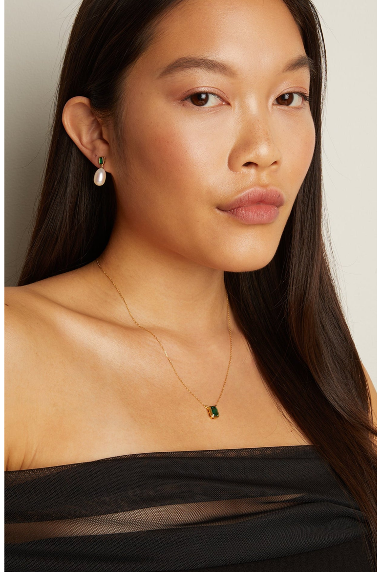 Lab Grown Emerald Heirloom Necklace, Alternate, color, Yellow Gold Vermeil