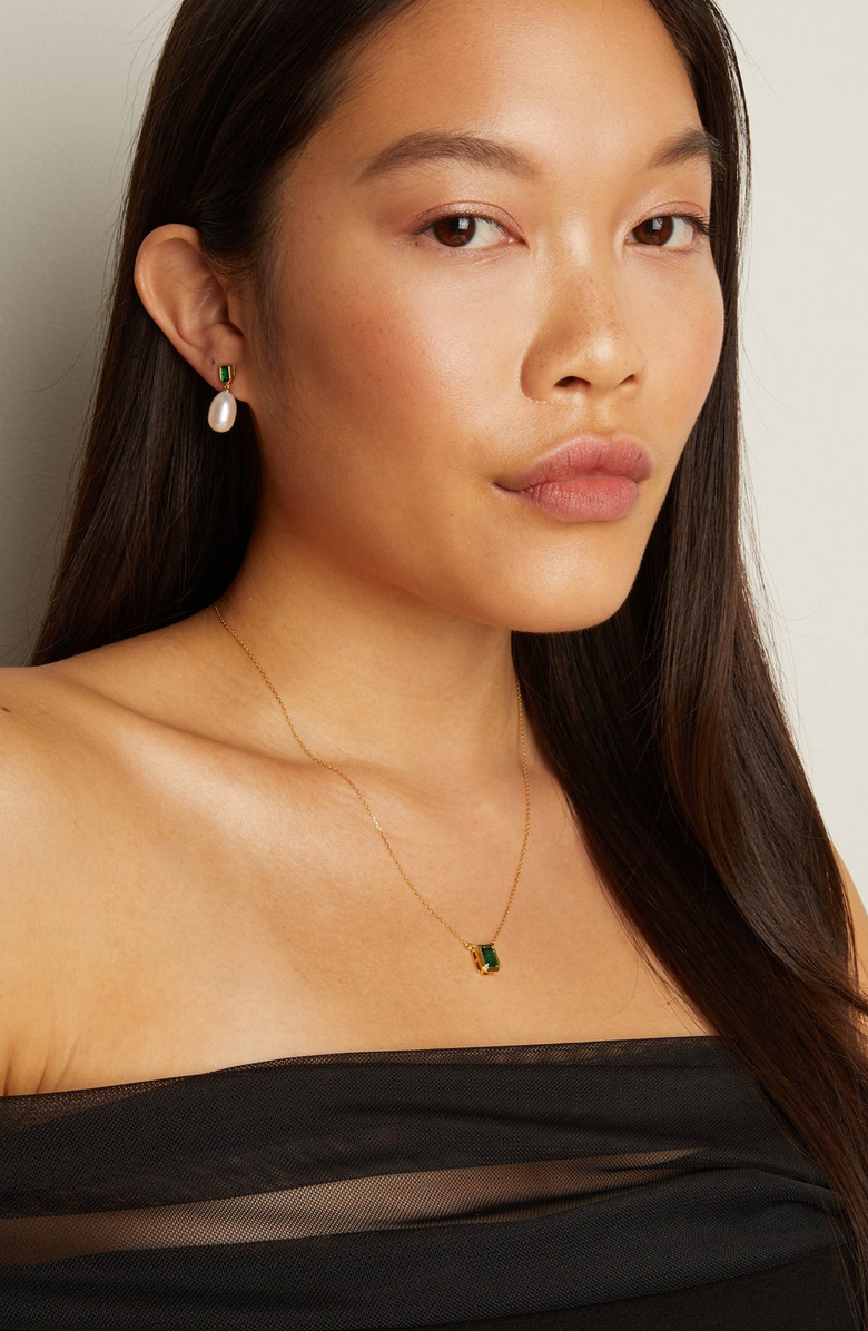 Aurate New York Lab Grown Emerald Heirloom Necklace, Alternate, color, Vermeil / Yellow