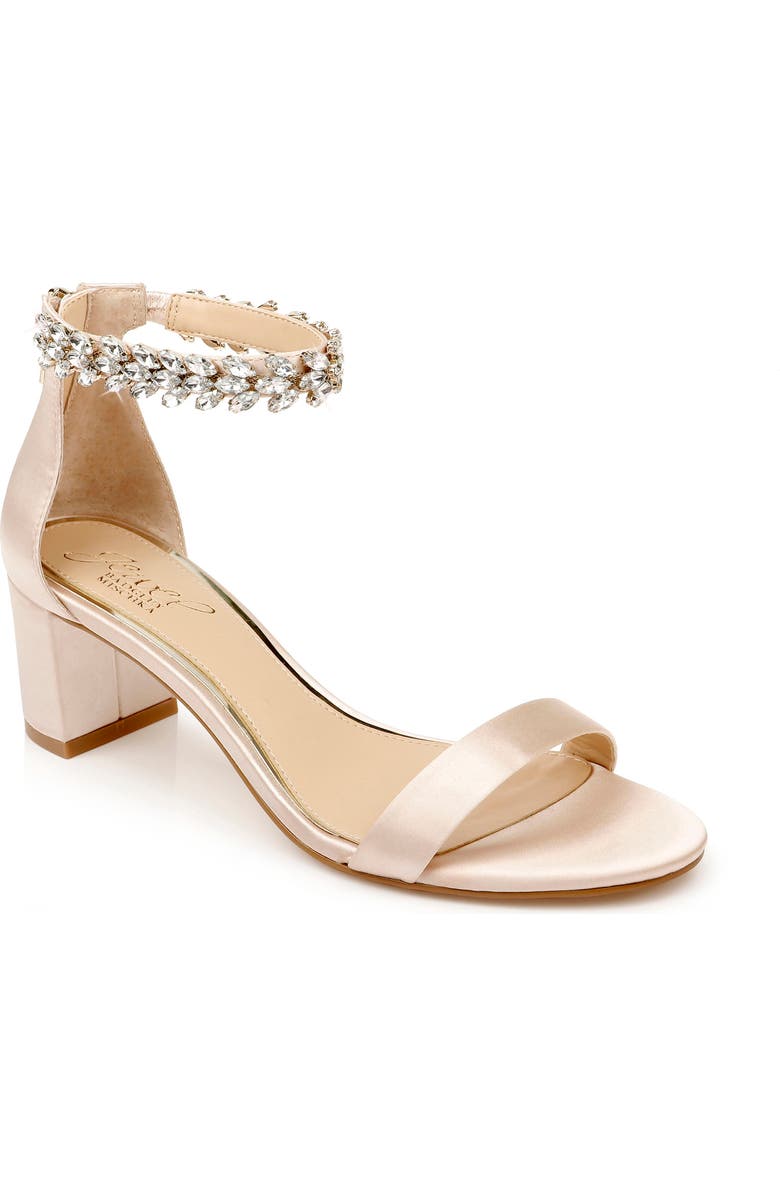 Jewel Badgley Mischka Bradley Ankle Strap Sandal, Main, color, Champagne Satin