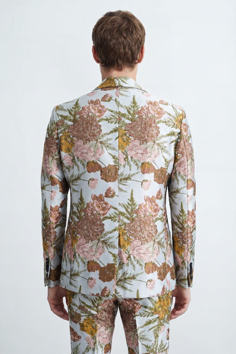 Hirshfield Slim Fit Floral Suit Jacket, Alternate, color, Silver