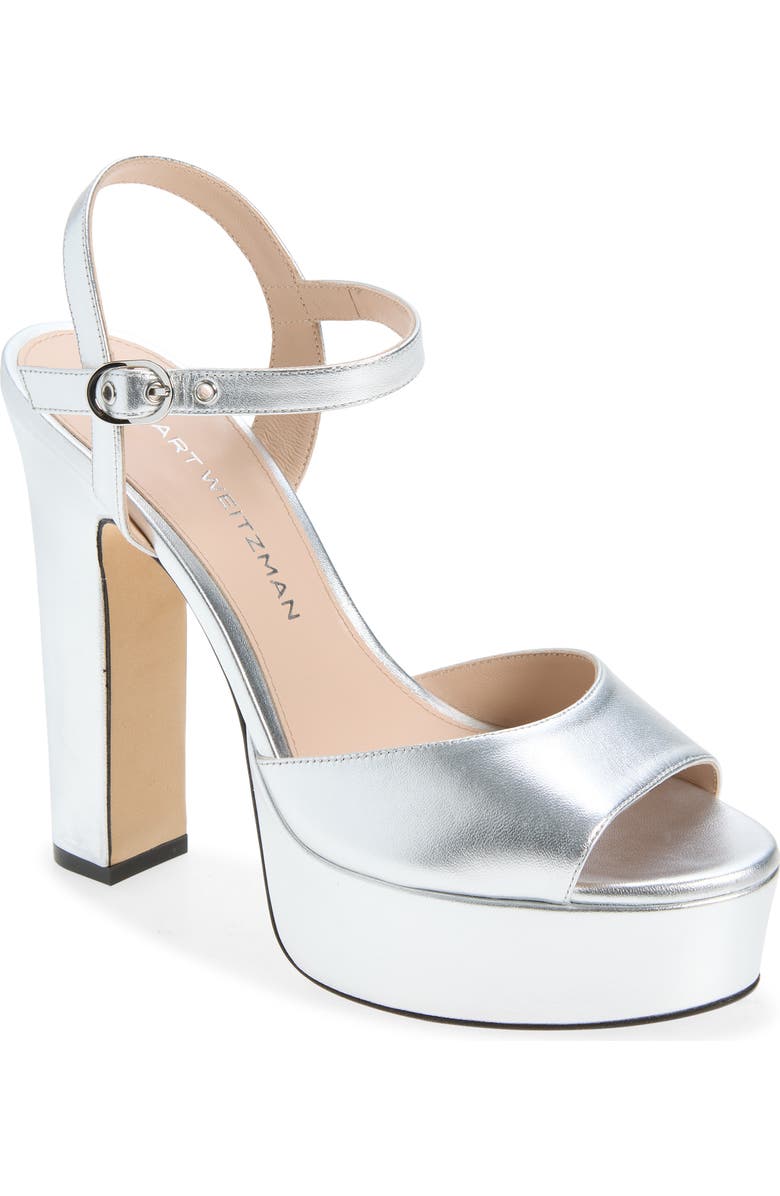 Stuart Weitzman Reade Platform Sandal, Main, color, Silver